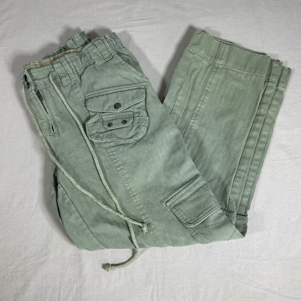 Böhme Sage Green Herringbone Cargo Pants BHM9477B Womens Small Cotton Utility